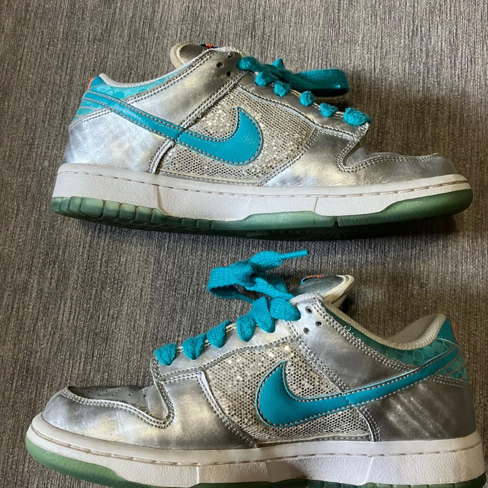 Silver, Teal, and Orange Nike Sneakers